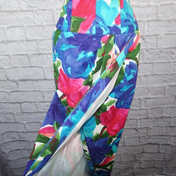 Vintage 90s Victor Costa Tulip Hem Floral Strapless Gown - Picture 3 of 13